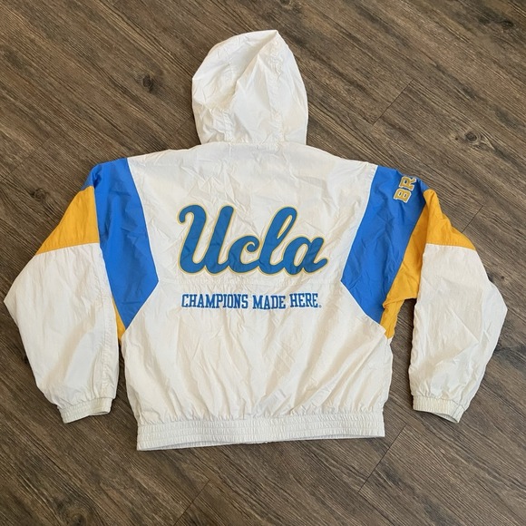 Hollister UCLA Bruins Embroidered Patch Hooded Windbreaker Jacket Mens XS - Picture 6 of 6